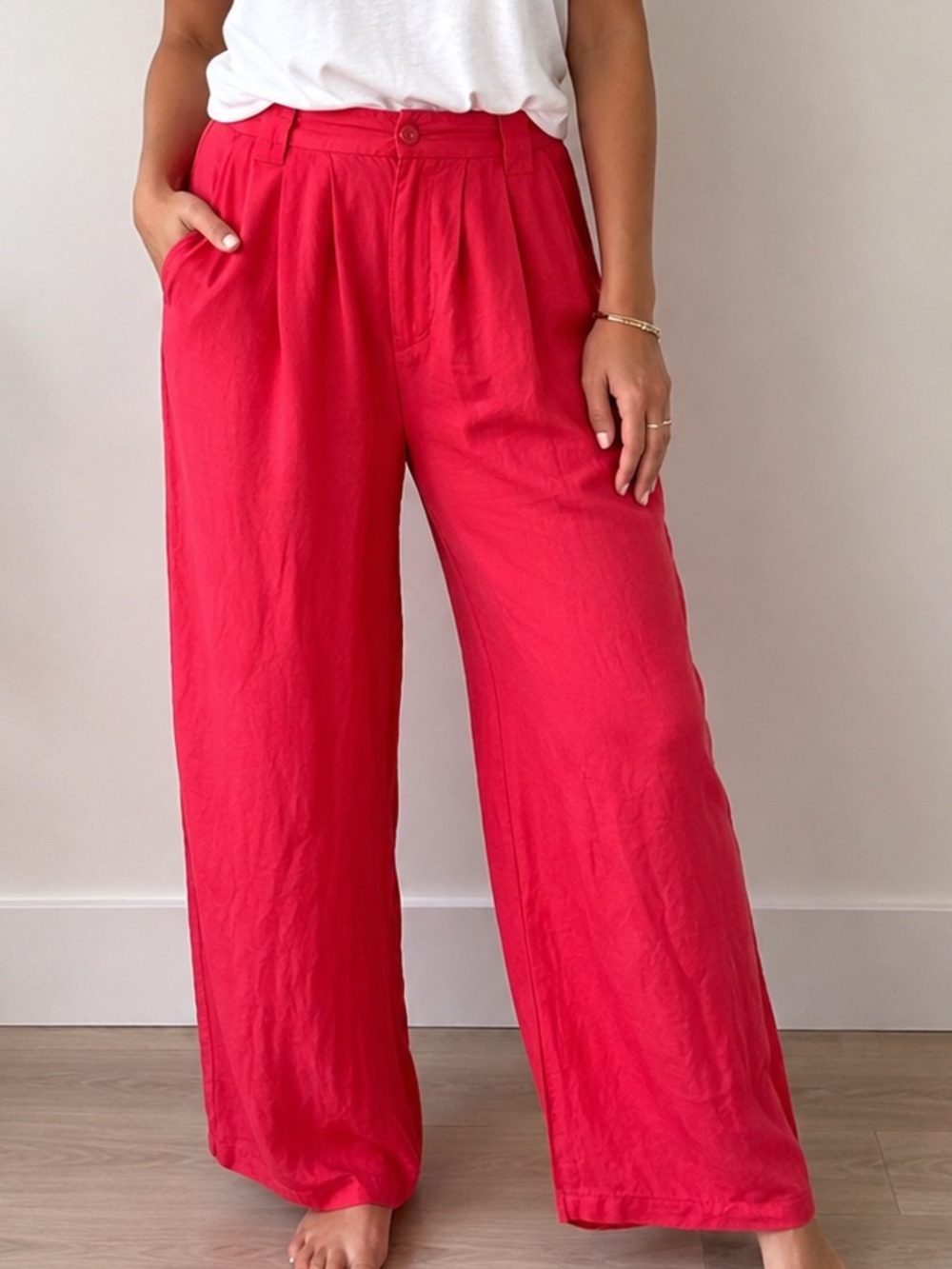 Gino Bessilini 100% Silk Coral Wide Leg Pants Size Medium